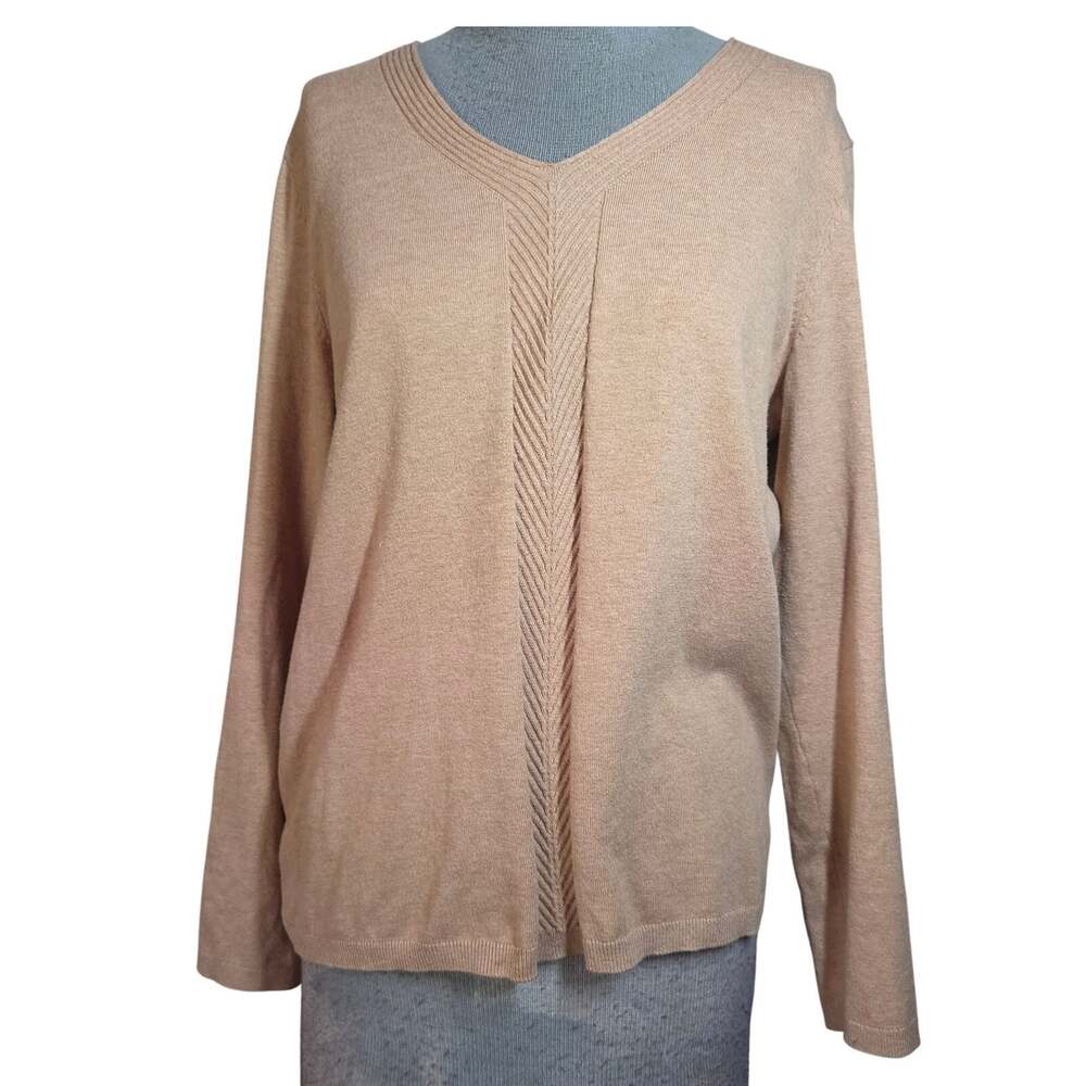 Talbots Tan Cotton Blend V Neck Sweater Size Medium